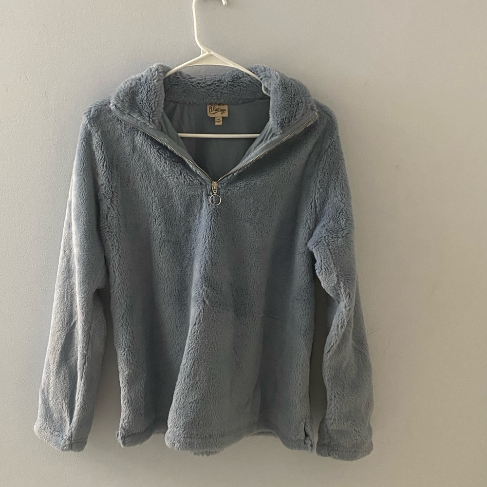 Como Vintage Soft Blue Zip-Up Fleece